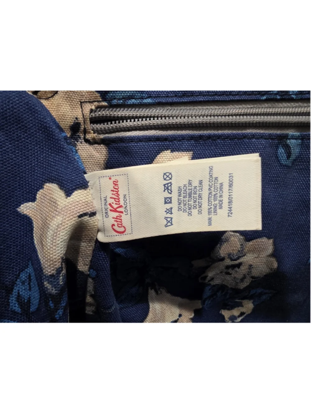 Cath Kidston London Blue Floral Tote Bag Cotton Coated Canvas Shoulder - Read